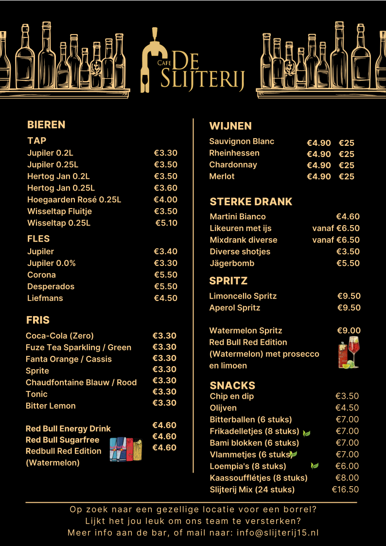 Café De Slijterij menu board