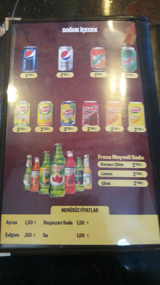 Gokceli Cafe menu board