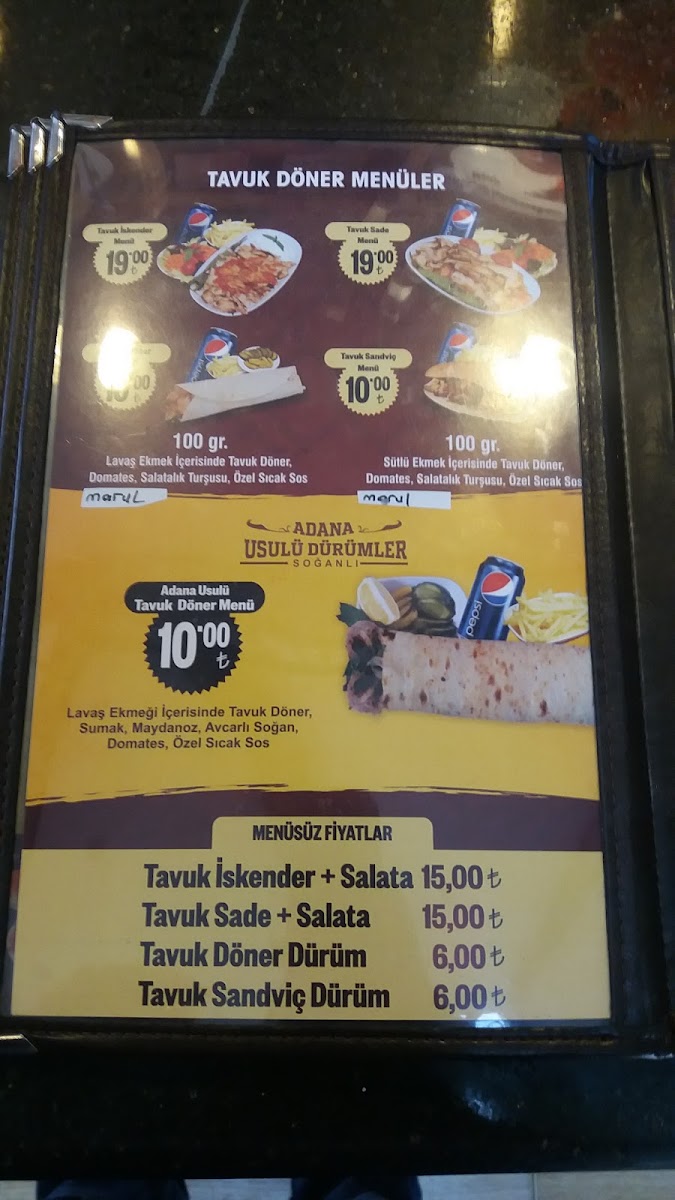 Gokceli Cafe menu board