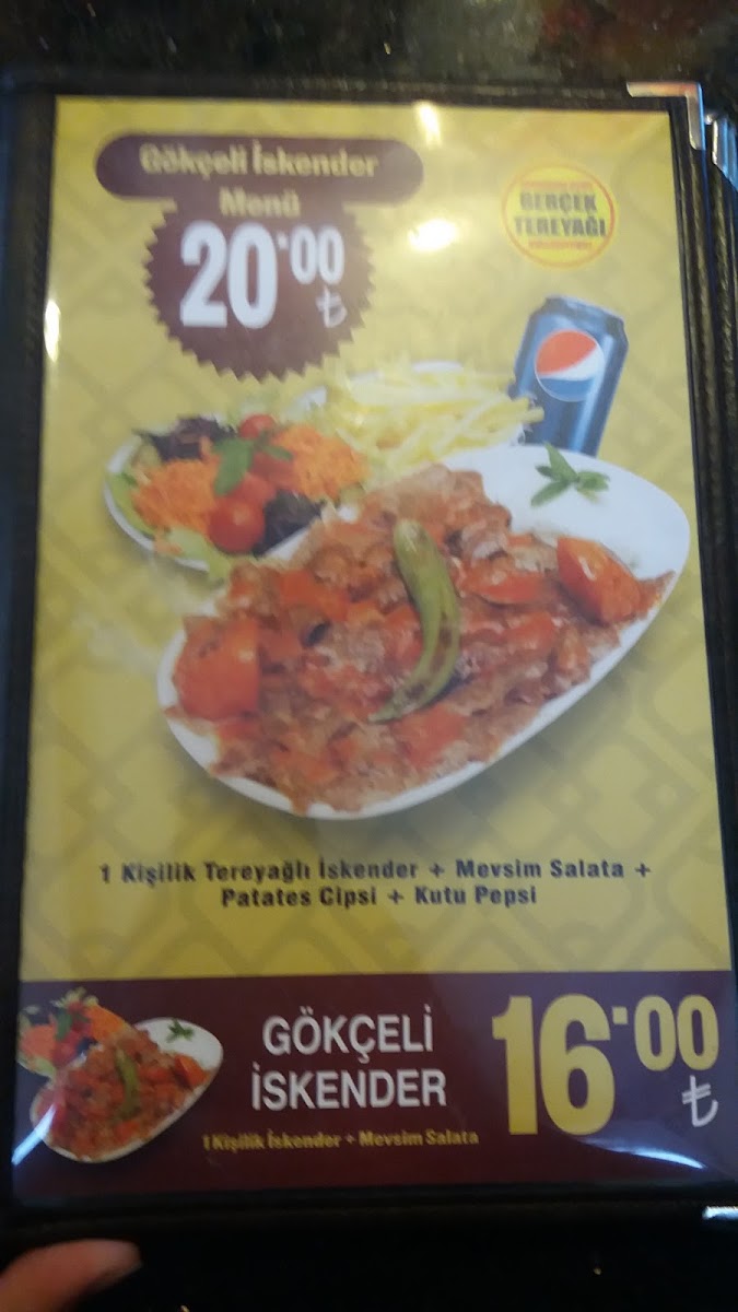 Gokceli Cafe menu board