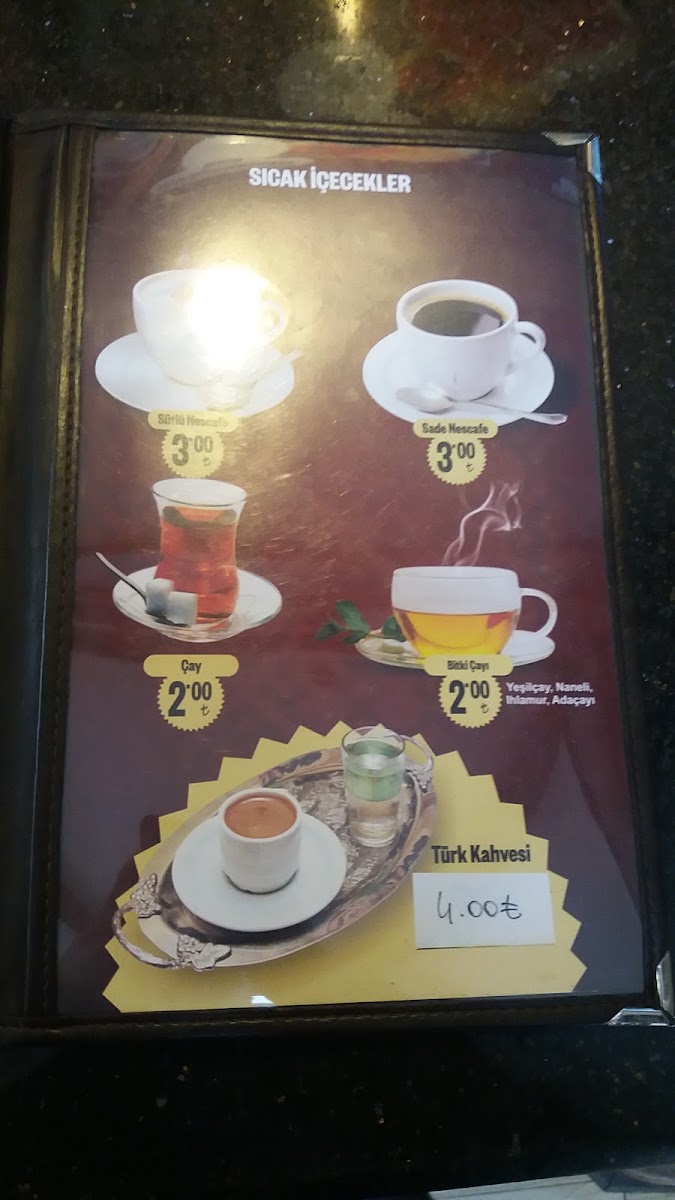 Gokceli Cafe menu board