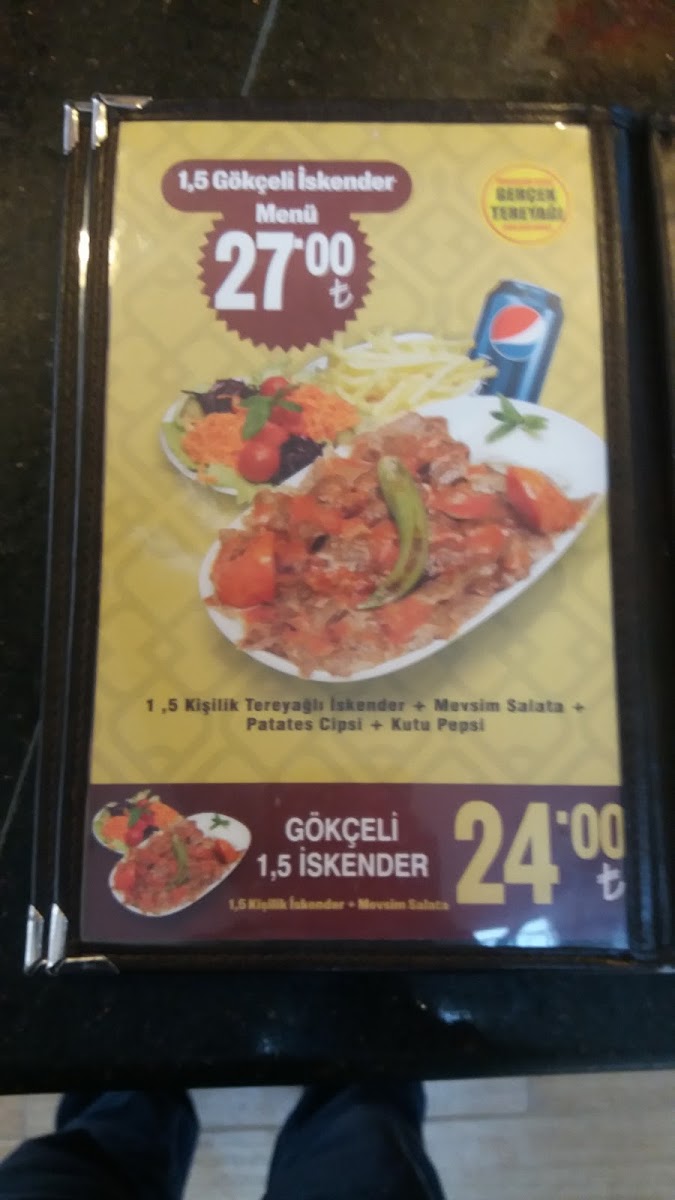 Gokceli Cafe menu board