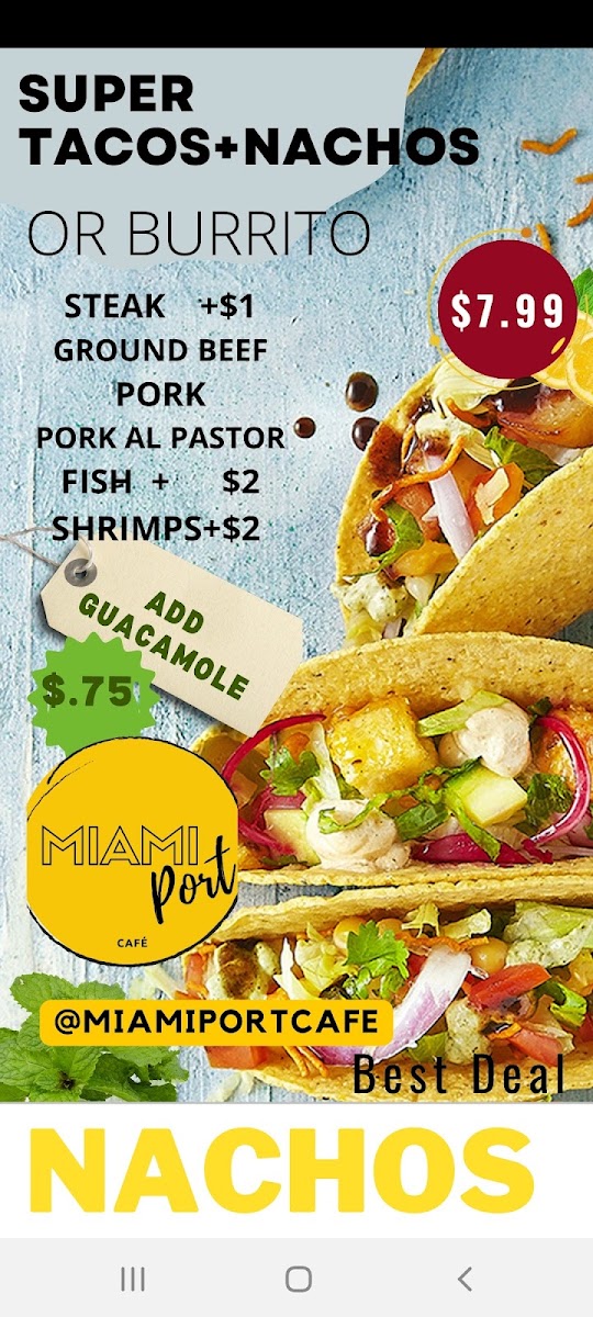 Miami Port Cafe menu board
