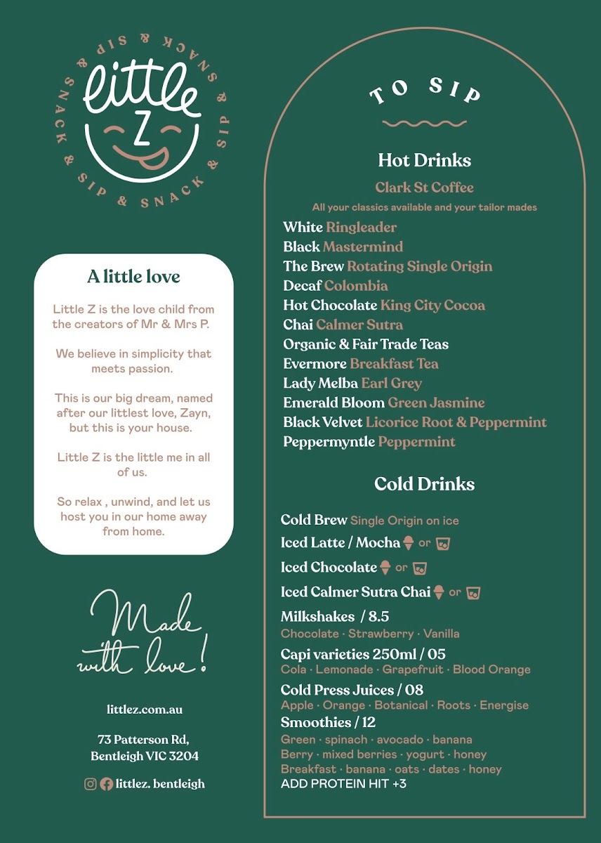 Little Z menu board