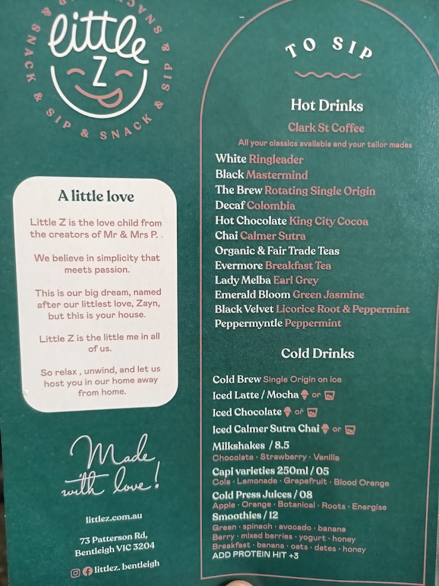 Little Z menu board