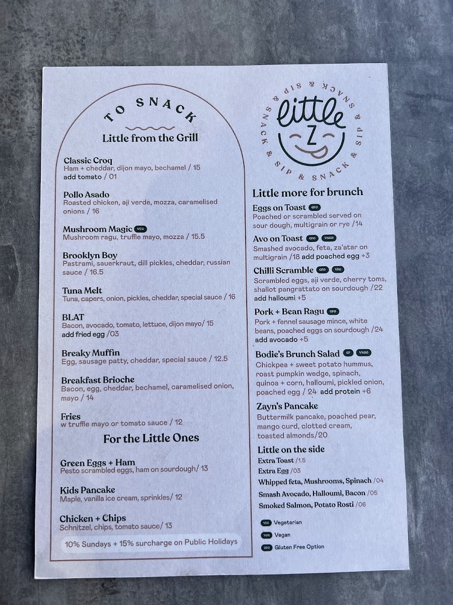Little Z menu board