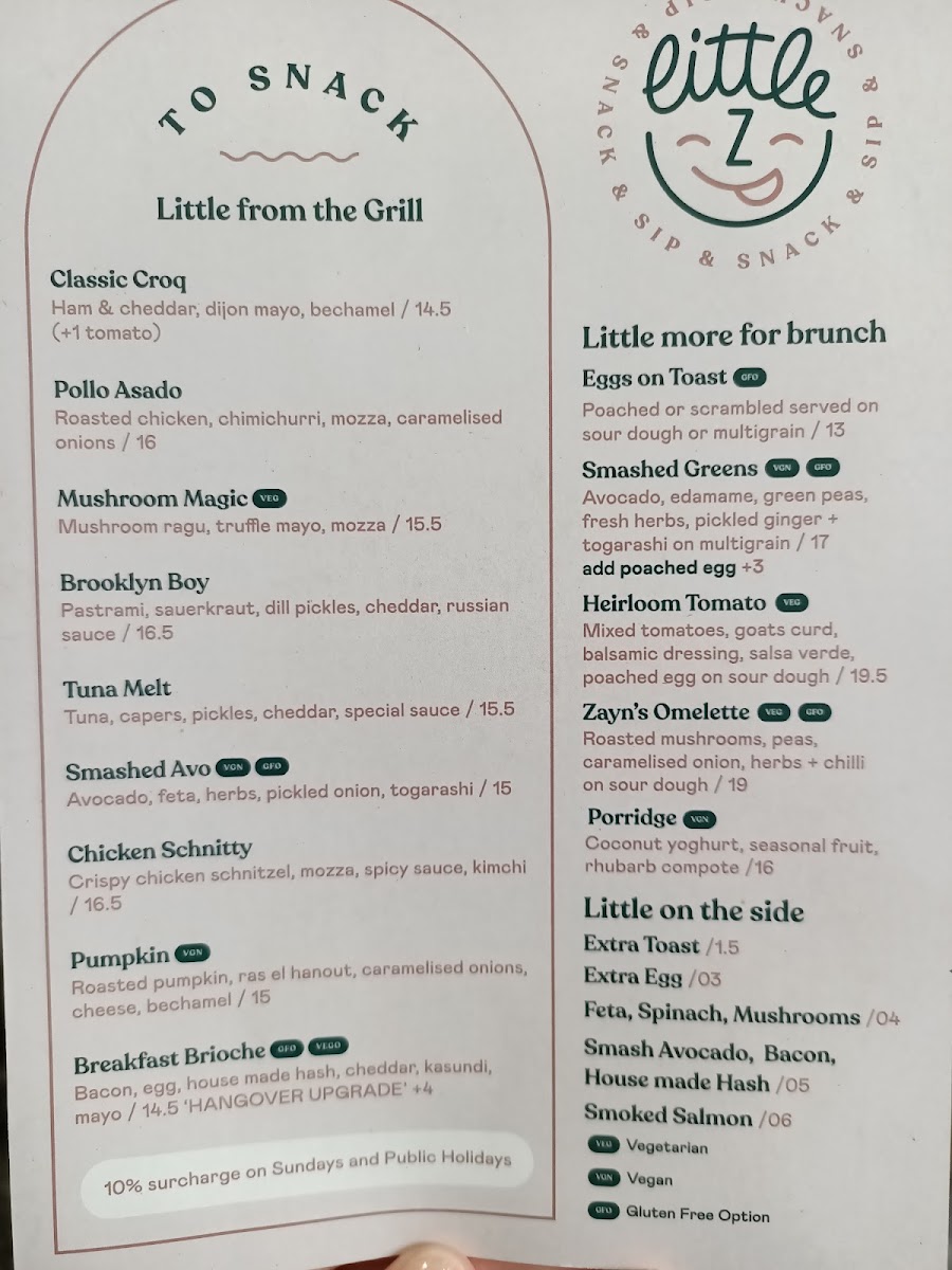 Little Z menu board