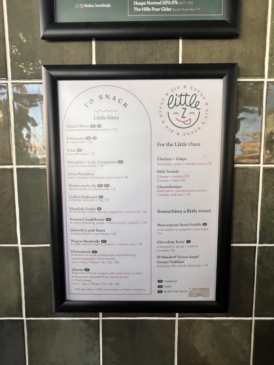 Little Z menu board