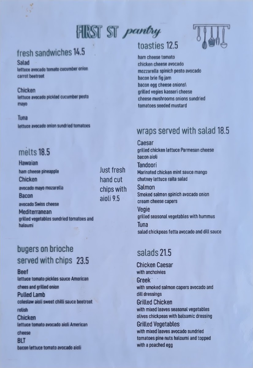 First Street Pantry menu board