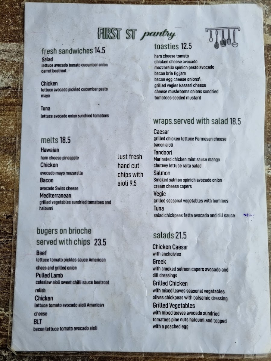 First Street Pantry menu board