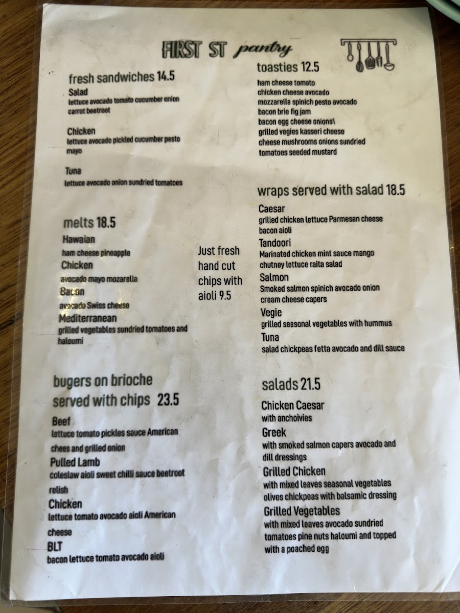 First Street Pantry menu board