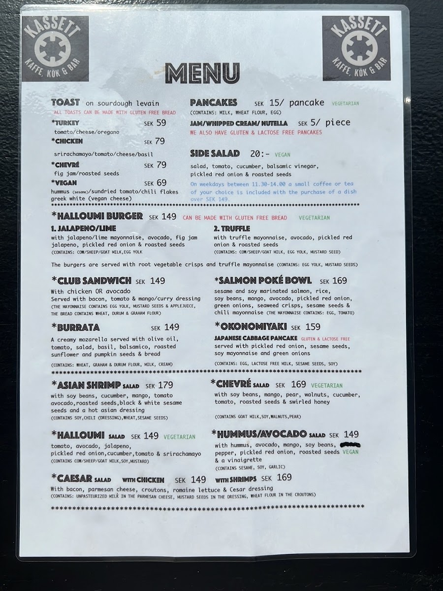 Kassett menu board