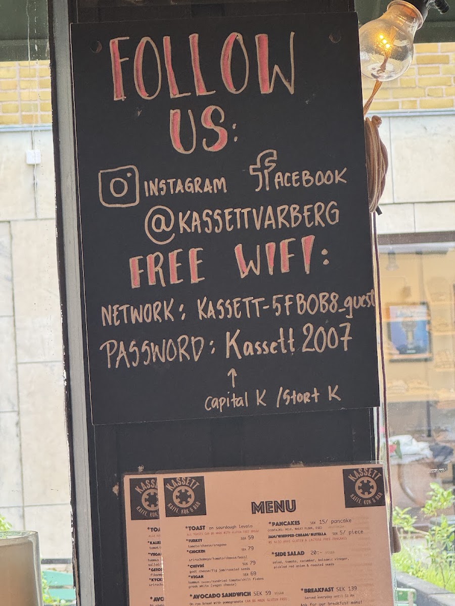 Kassett menu board