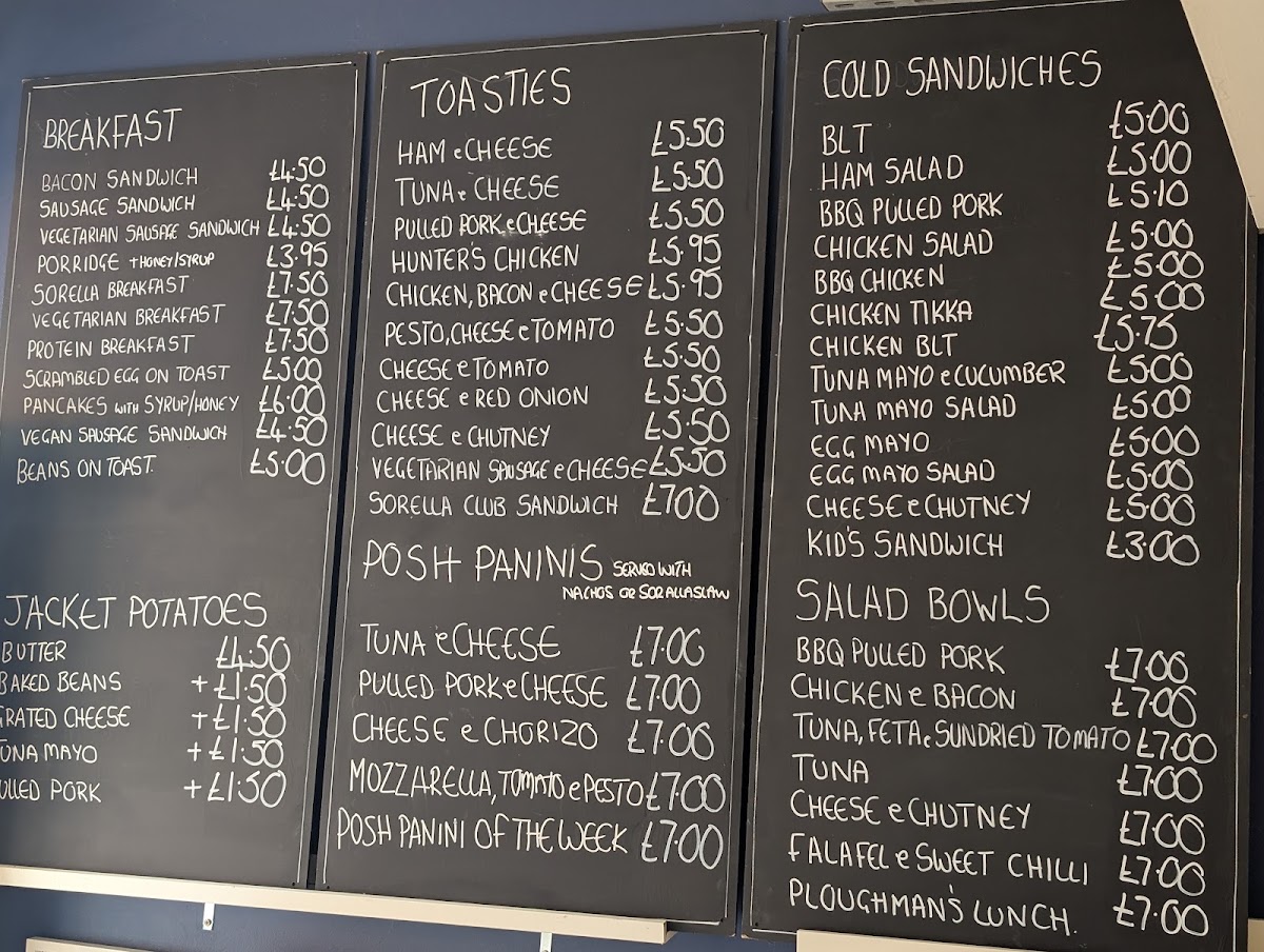 Cafe Sorella menu board