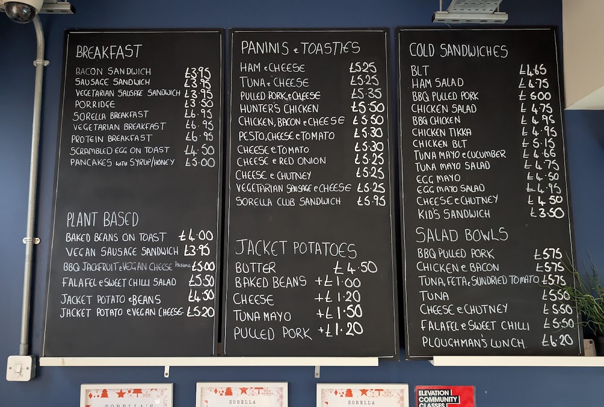 Cafe Sorella menu board