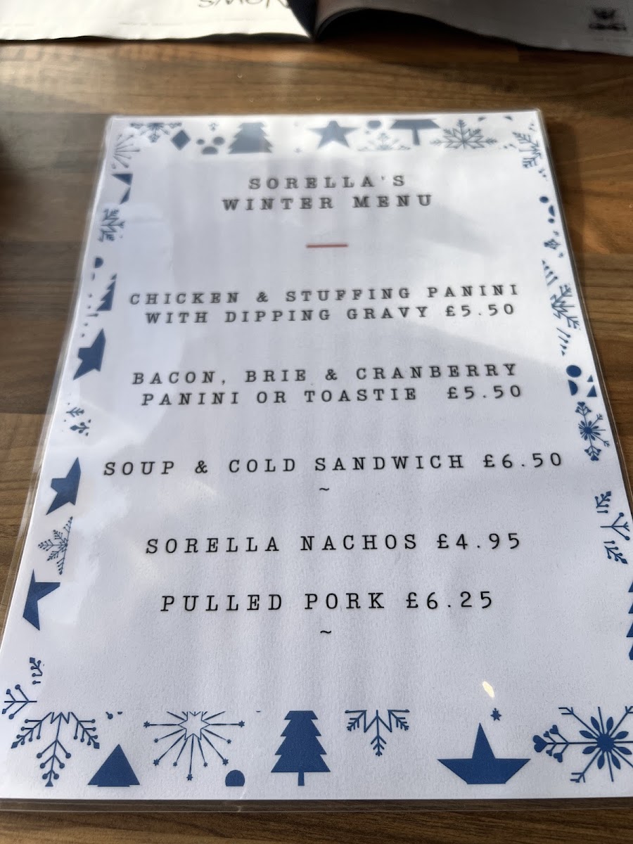 Cafe Sorella menu board