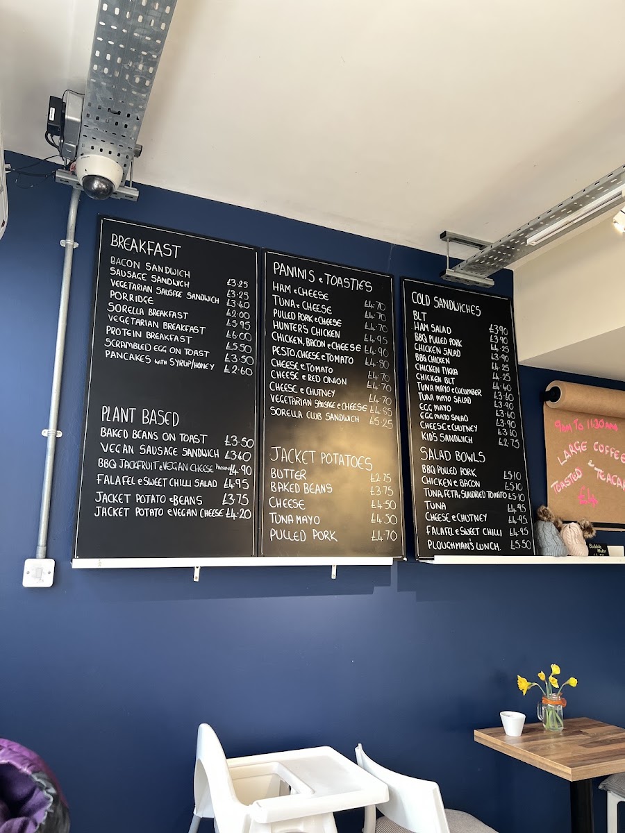 Cafe Sorella menu board