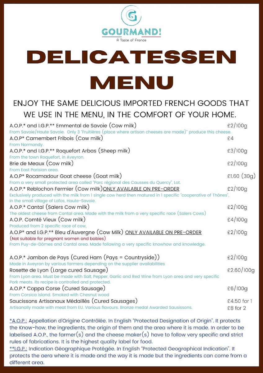 Gourmand! menu board