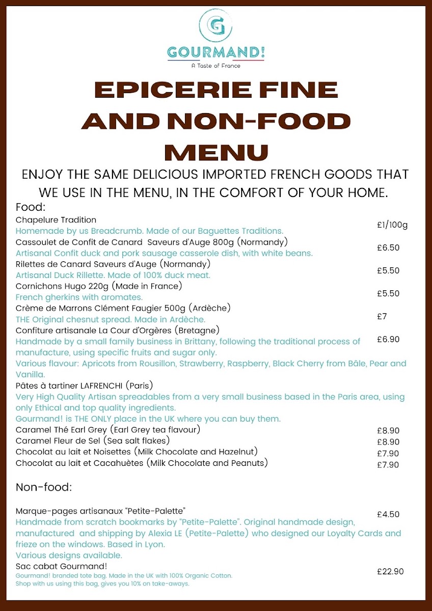 Gourmand! menu board