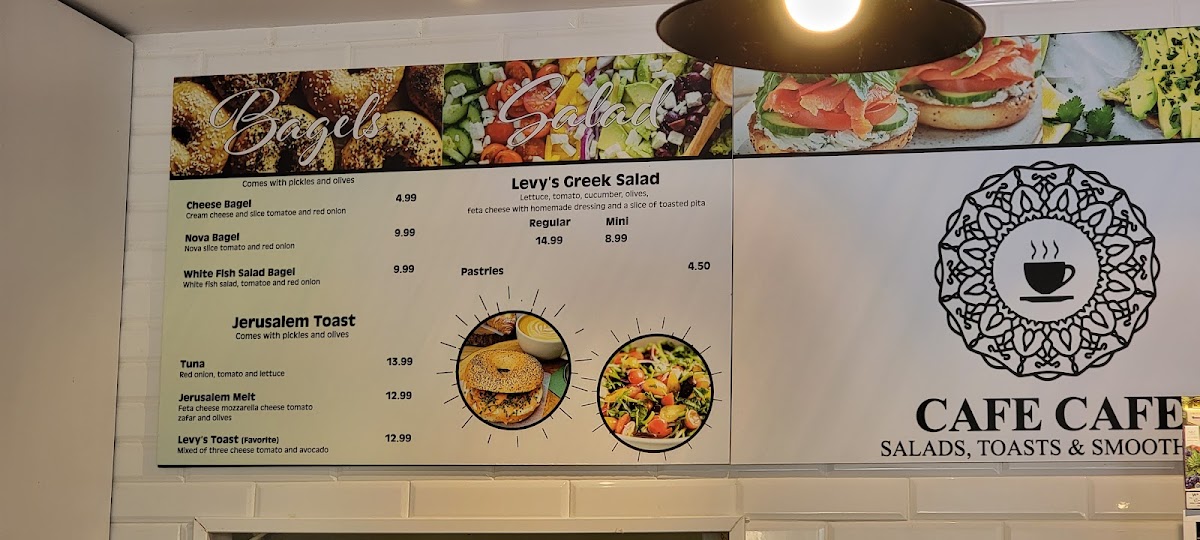 Cafe Cafe at The Waterways Shops menu board