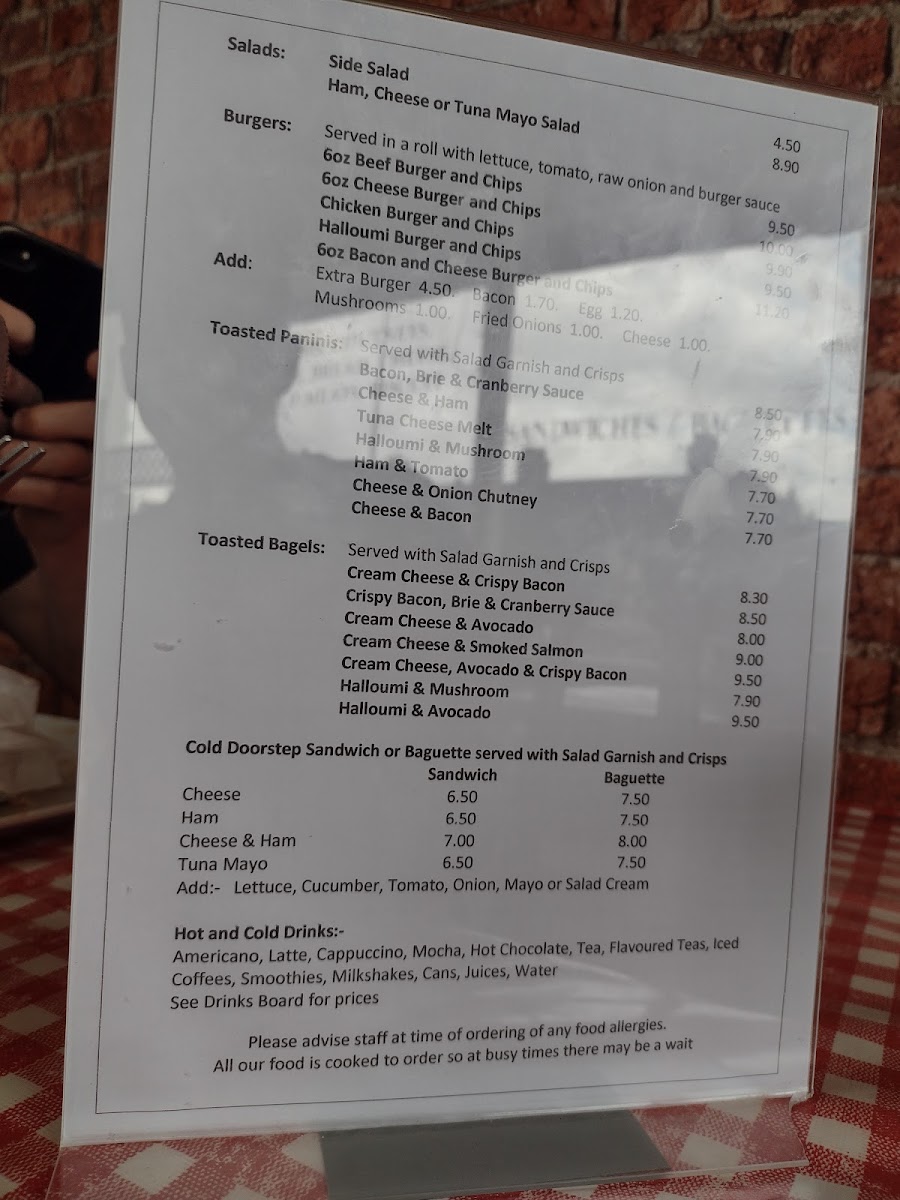 Oaks Cafe Deli menu board