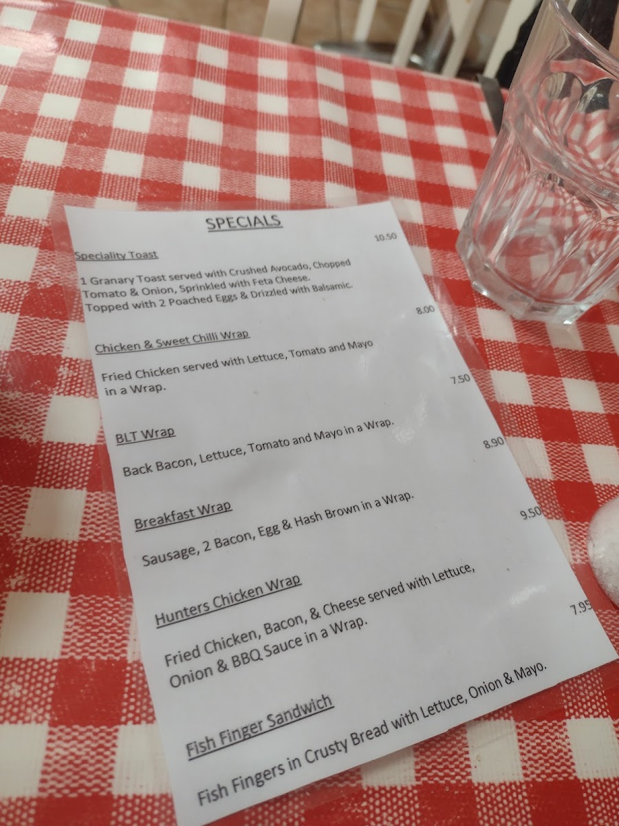 Oaks Cafe Deli menu board