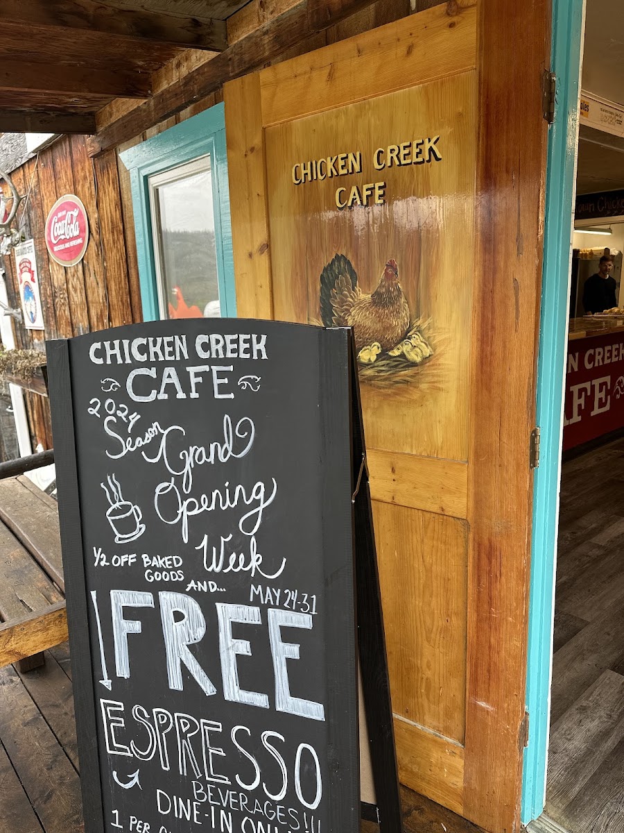 Chicken Creek Cafe menu board