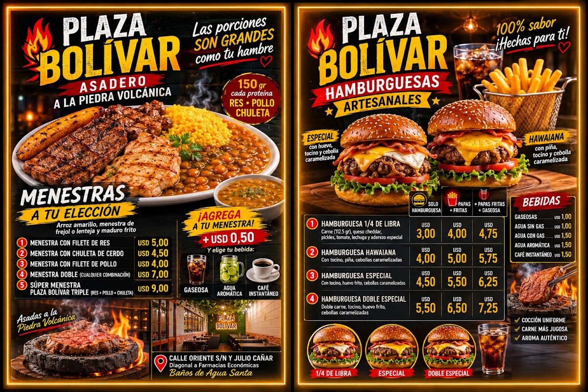 PLAZA BOLIVAR CAFE menu board