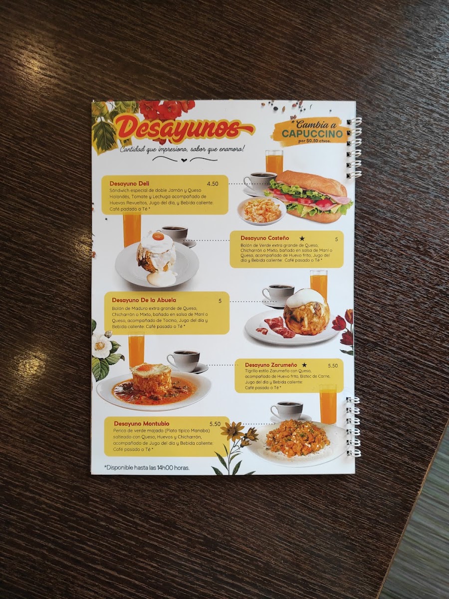 PLAZA BOLIVAR CAFE menu board