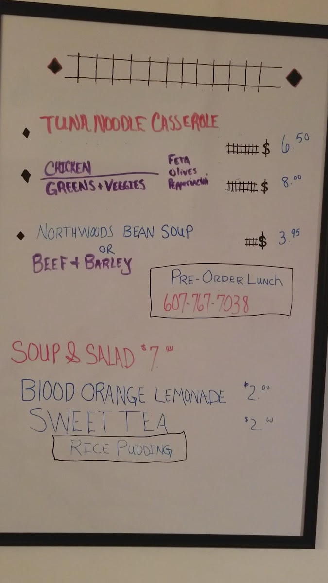 Celebrations Black Diamond Cafe menu board