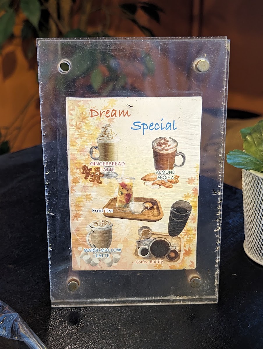 Dreampresso menu board