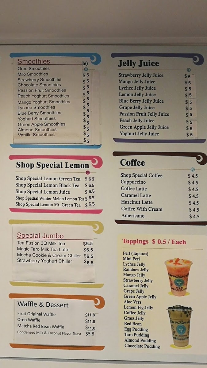 Tea Fusion T menu board