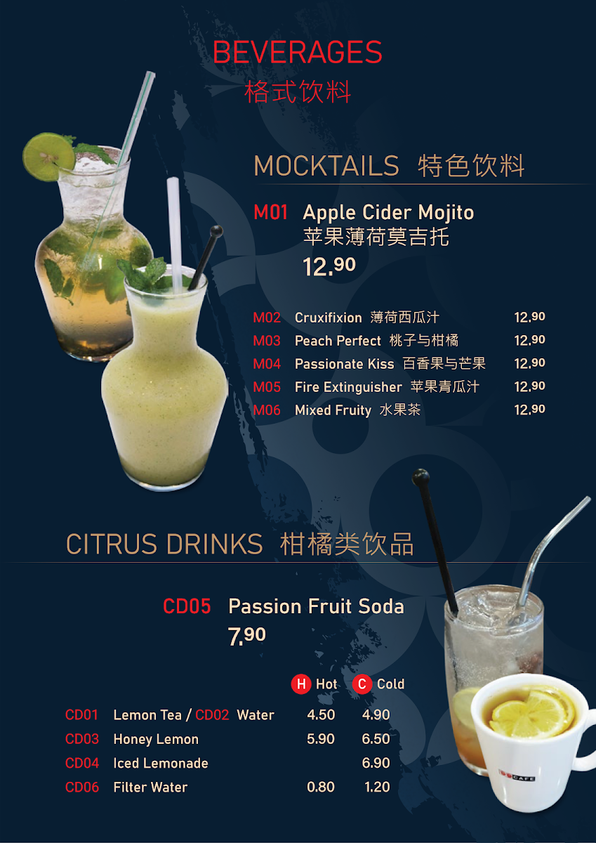 CC Café Tawau menu board