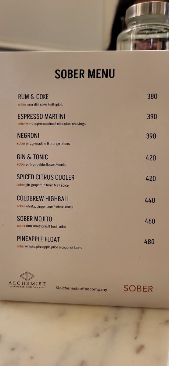 Alchemist Coffee Company Jaipur menu board