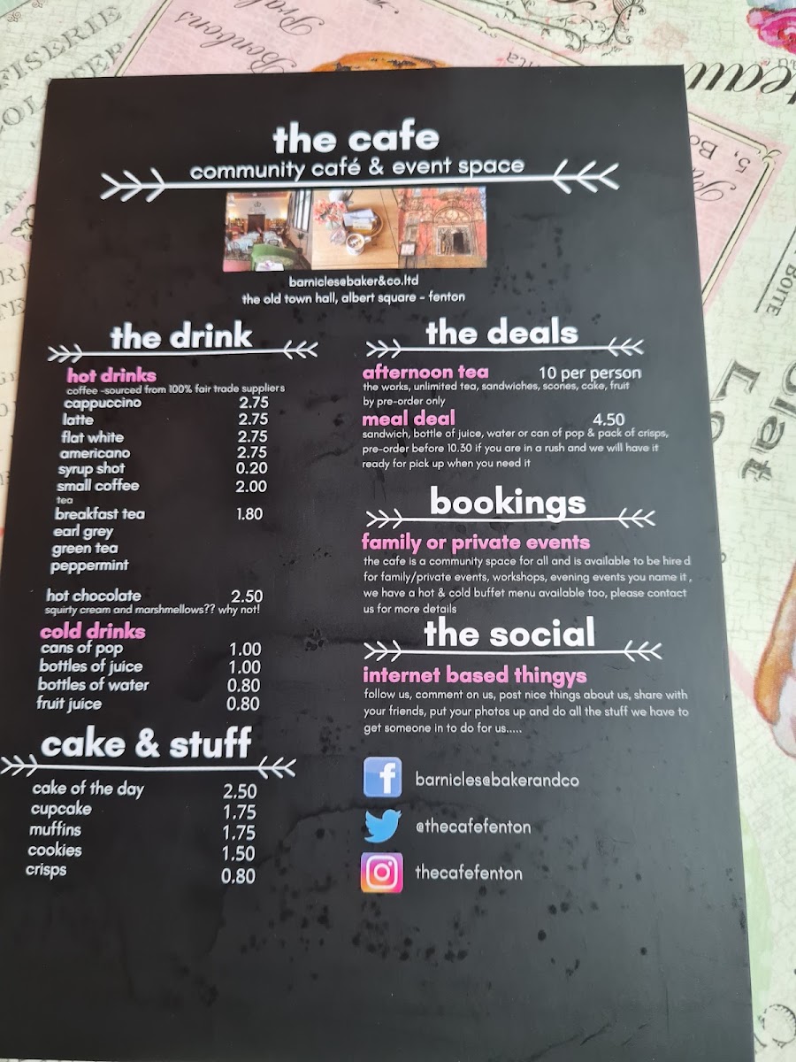 The Cafe Fenton menu board
