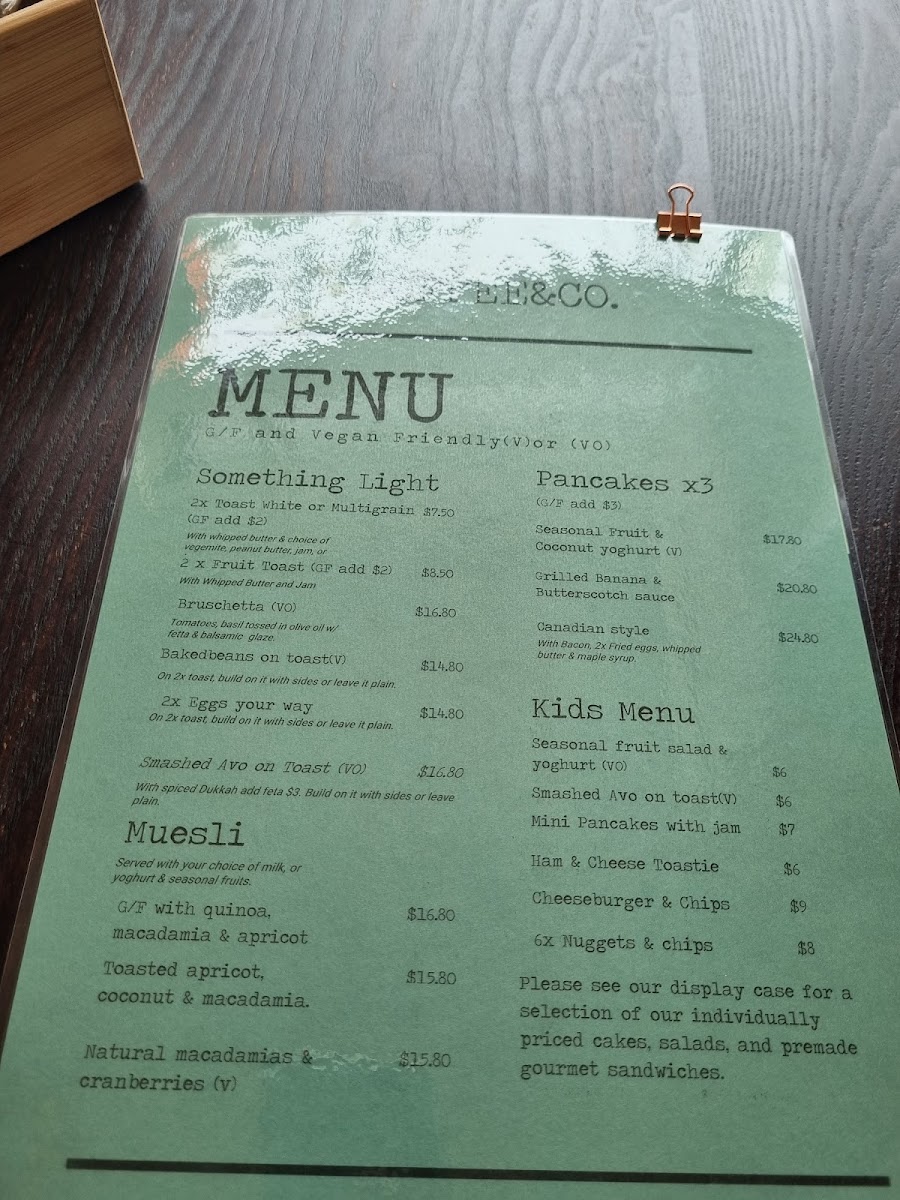 Café Bits & Bites menu board
