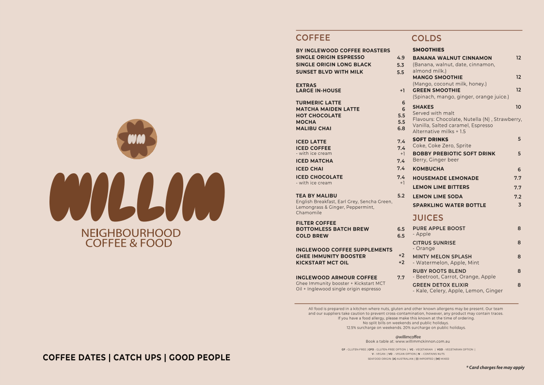 Willim Mckinnon menu board