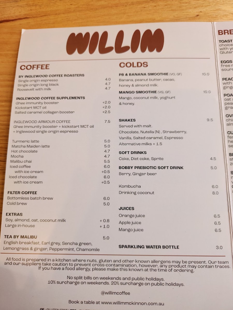 Willim Mckinnon menu board