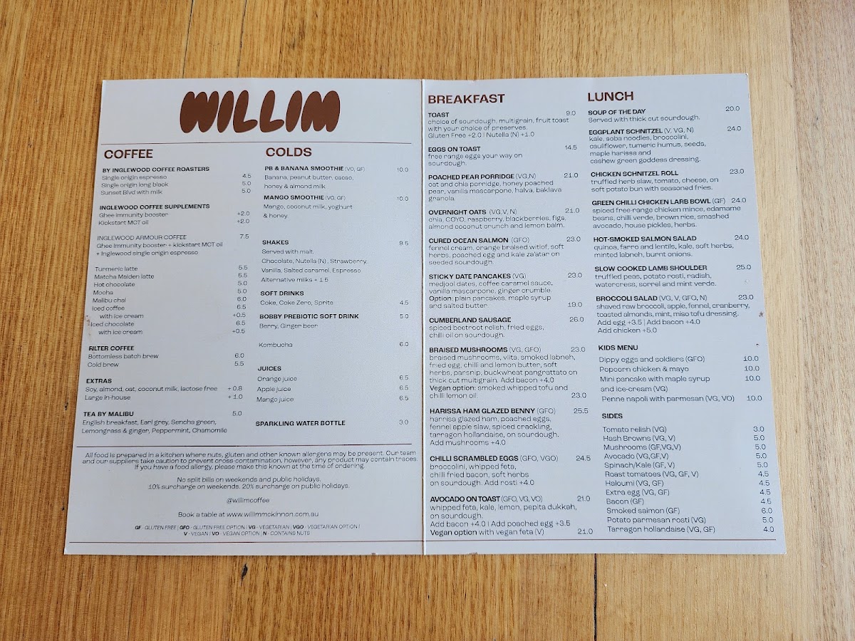 Willim Mckinnon menu board