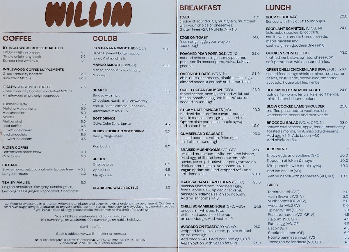 Willim Mckinnon menu board