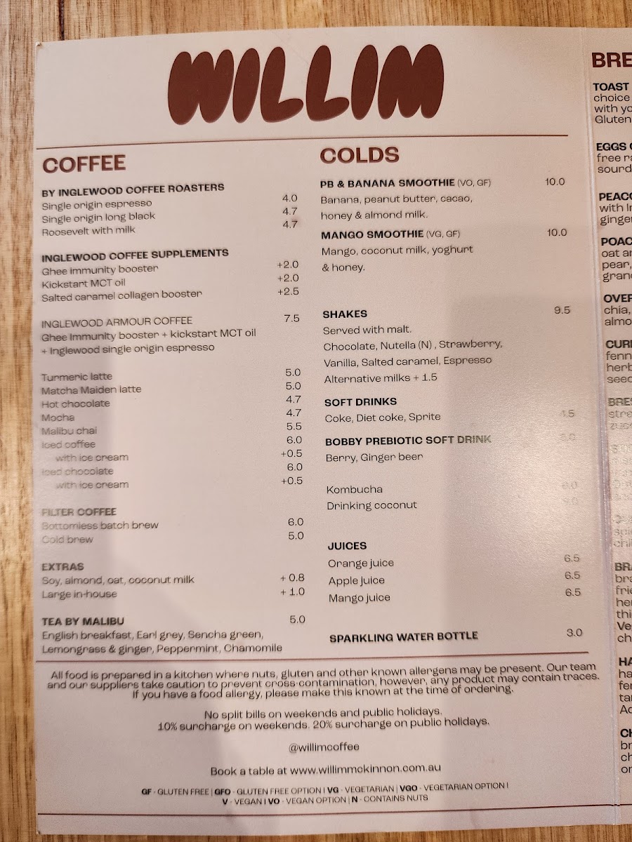 Willim Mckinnon menu board
