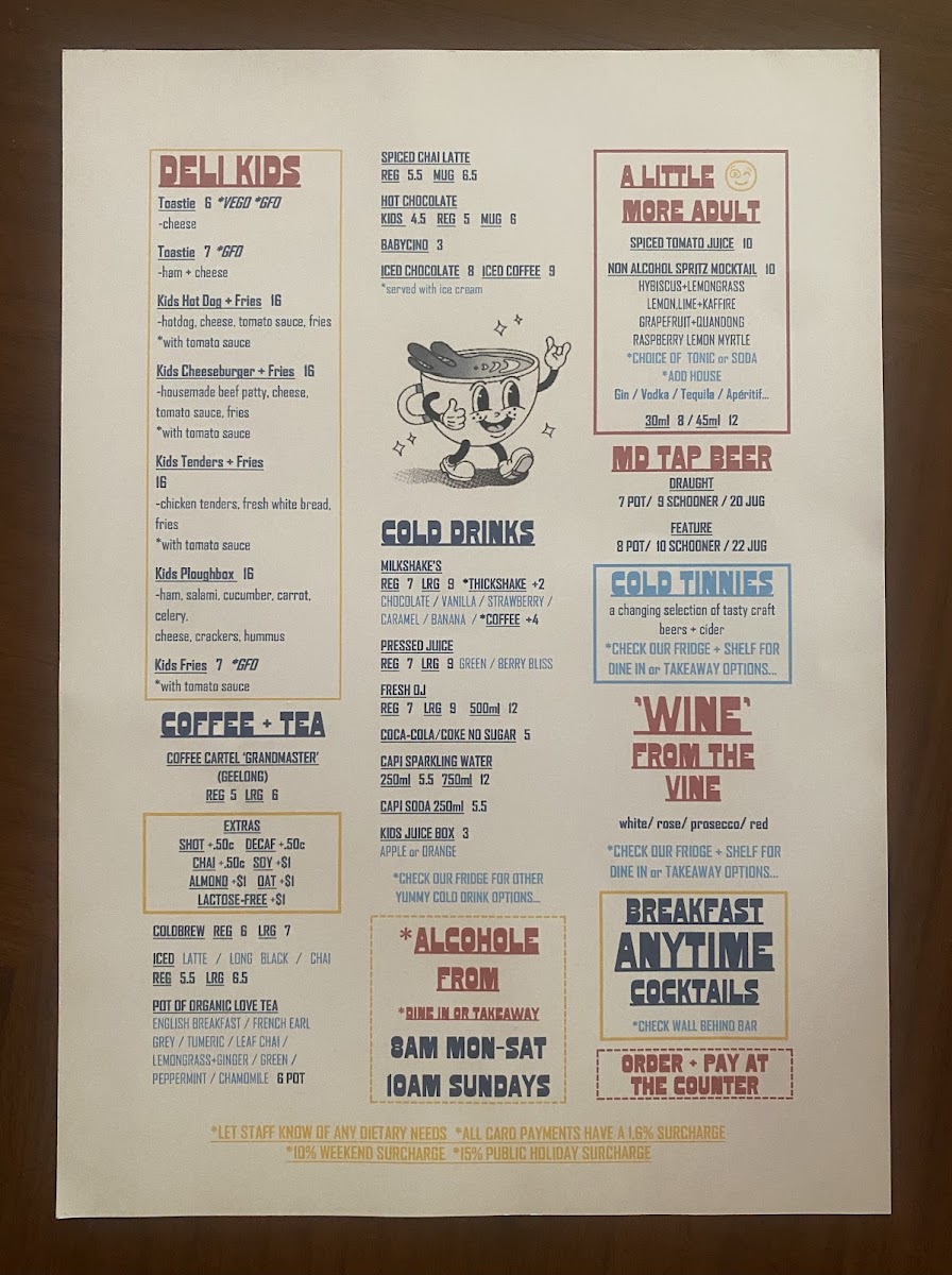 MANO DELI menu board