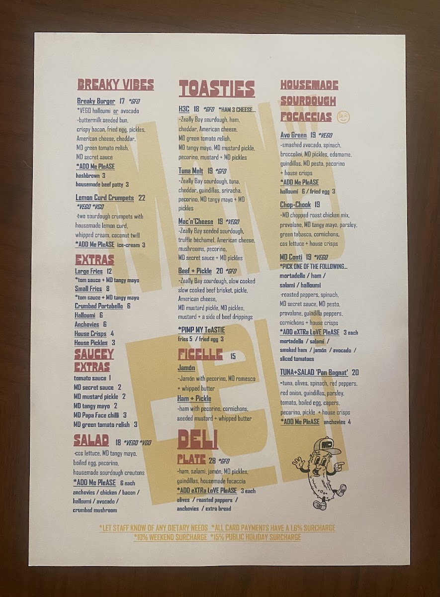 MANO DELI menu board