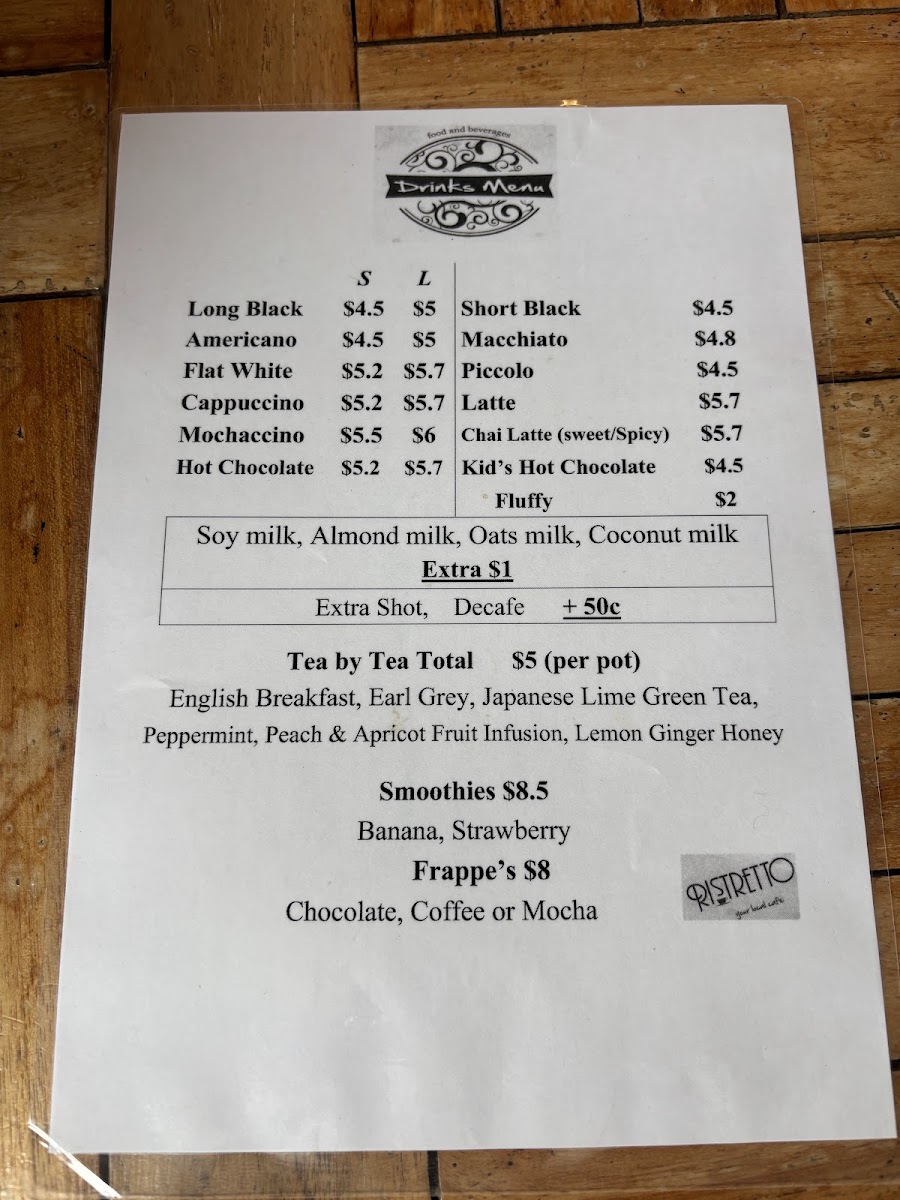 Ristretto menu board
