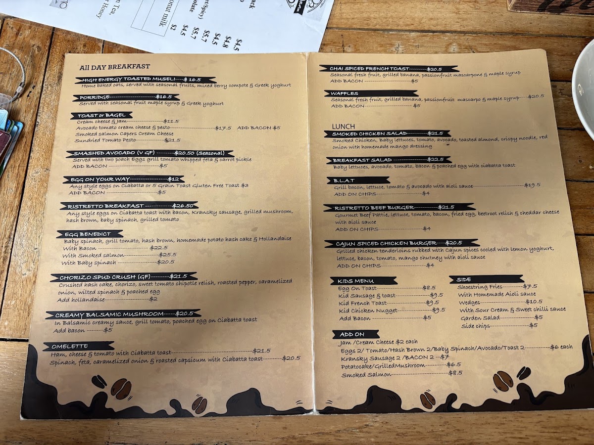 Ristretto menu board