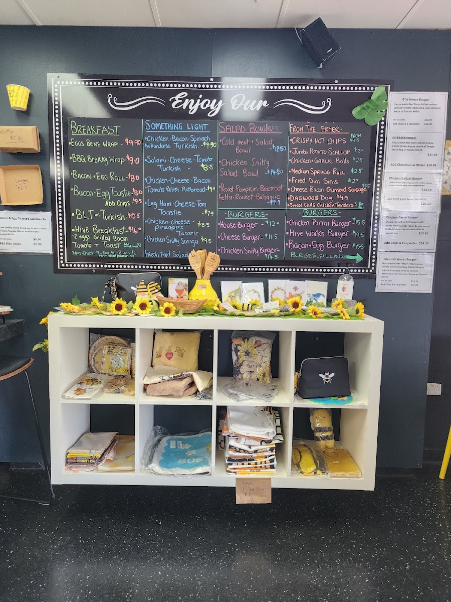 The Hungry Hive Cafe menu board