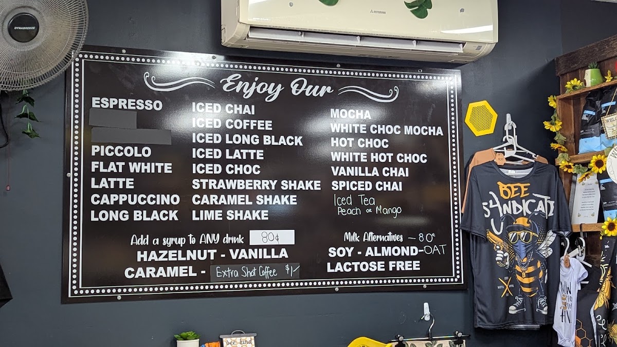 The Hungry Hive Cafe menu board