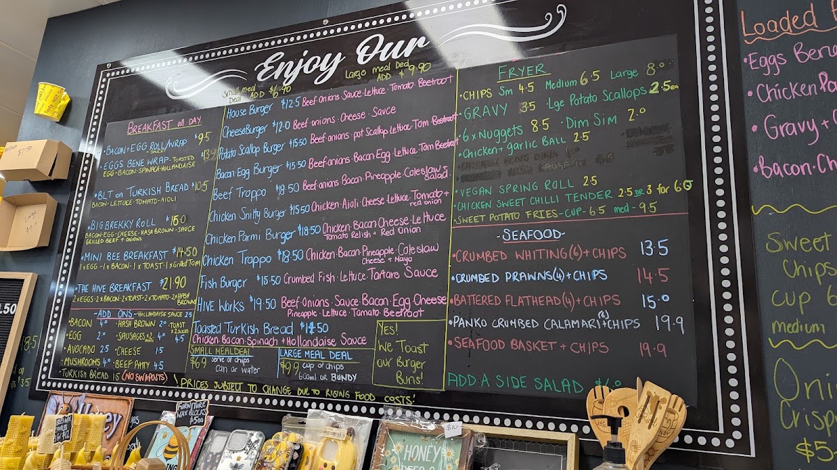 The Hungry Hive Cafe menu board