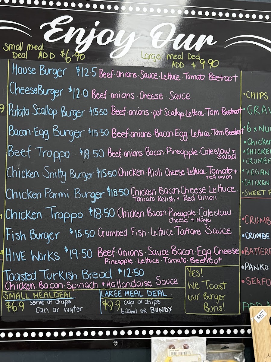 The Hungry Hive Cafe menu board