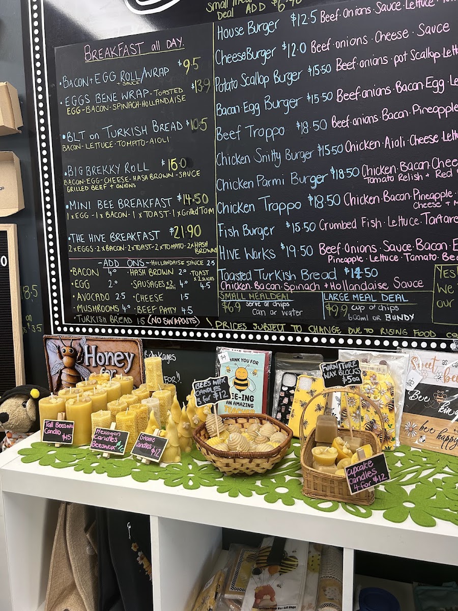 The Hungry Hive Cafe menu board